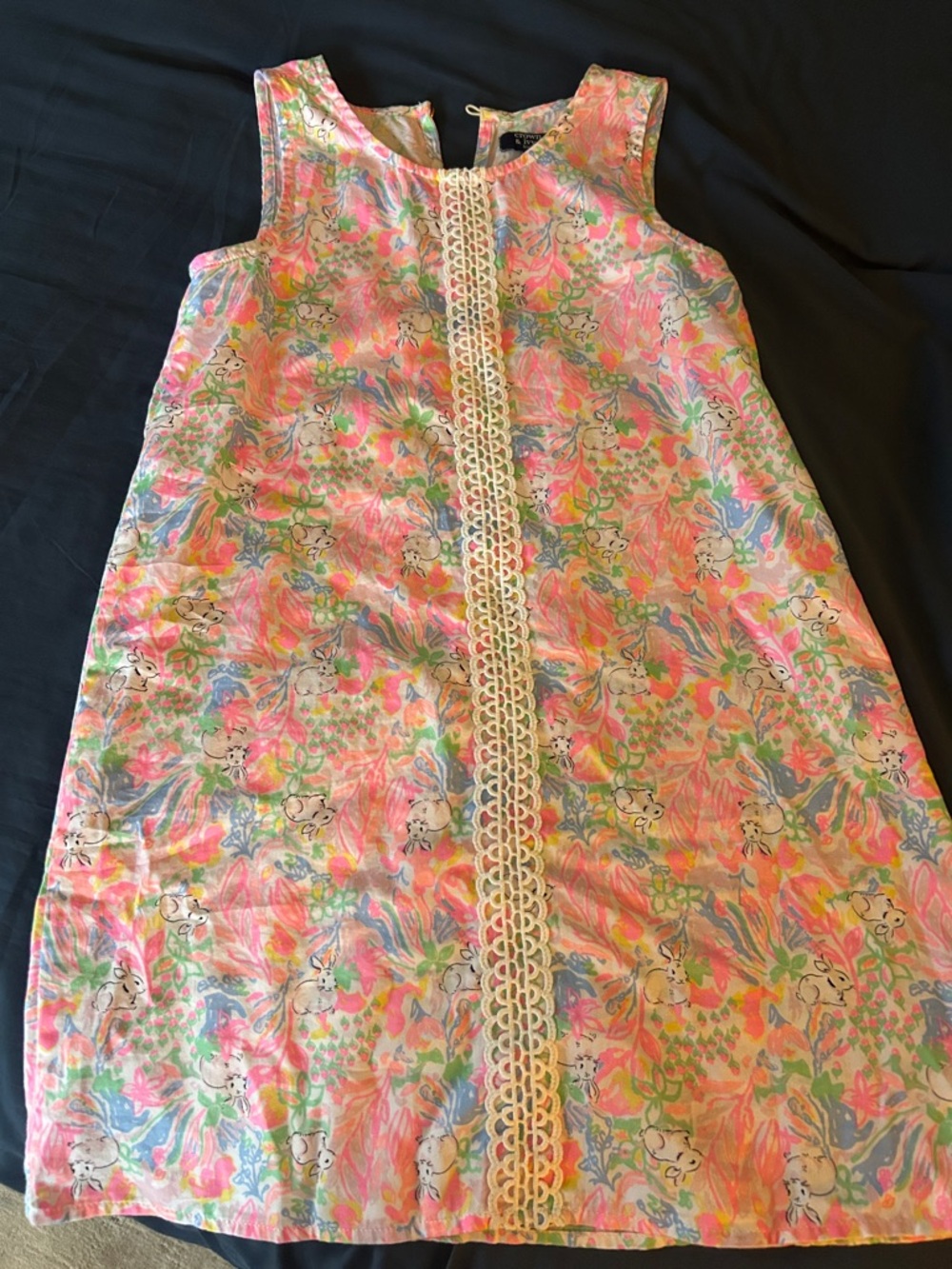 crown & ivy Pink Multi Floral Lace-Trim Sleeveless Dress